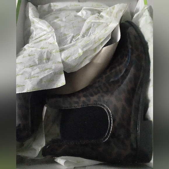 Womens sam eldeman Sz 10 Waterproof Leopard print brown black boots - Picture 7 of 7